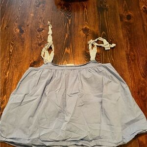 Lake Adjustable Sleeve Poplin Chambray Blue Sleeveless Pajama Top Onlt